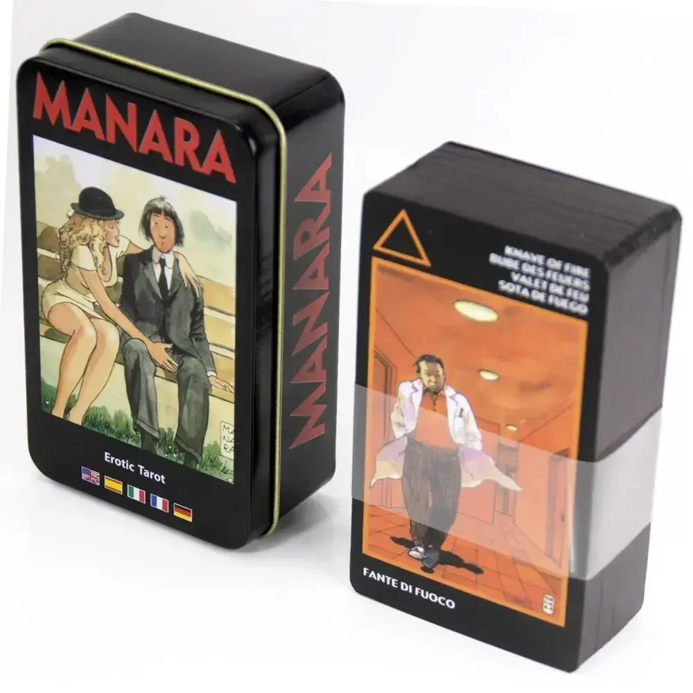 Manara Tarot Deck In A Tin Box Gilded Edge for Fortune Telling Game Card 78pcs