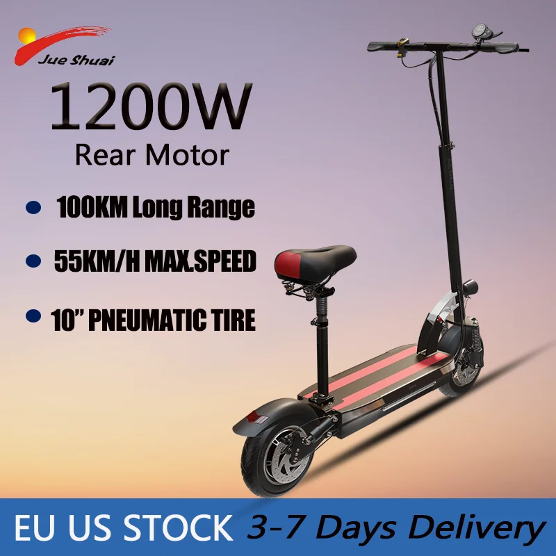 

X48 1200W Rear Motor Electric Scooter 55KM/H Maximum Speed Foldable E Scooter 10" Street Tire Trottinettes électriques