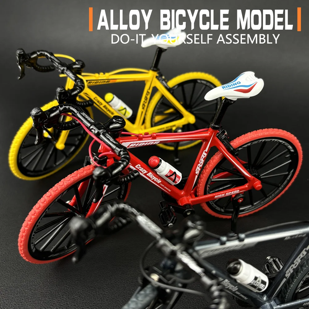 Mini bicicleta de aleación 1:10, modelo fundido a presión, bicicleta de montaña en miniatura de Metal, juguete de carreras, cole