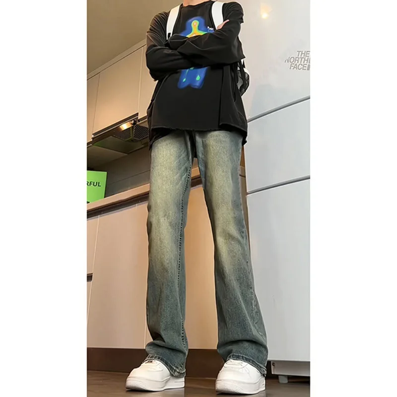 Primavera e outono versátil retrô azul micro lanka jeans