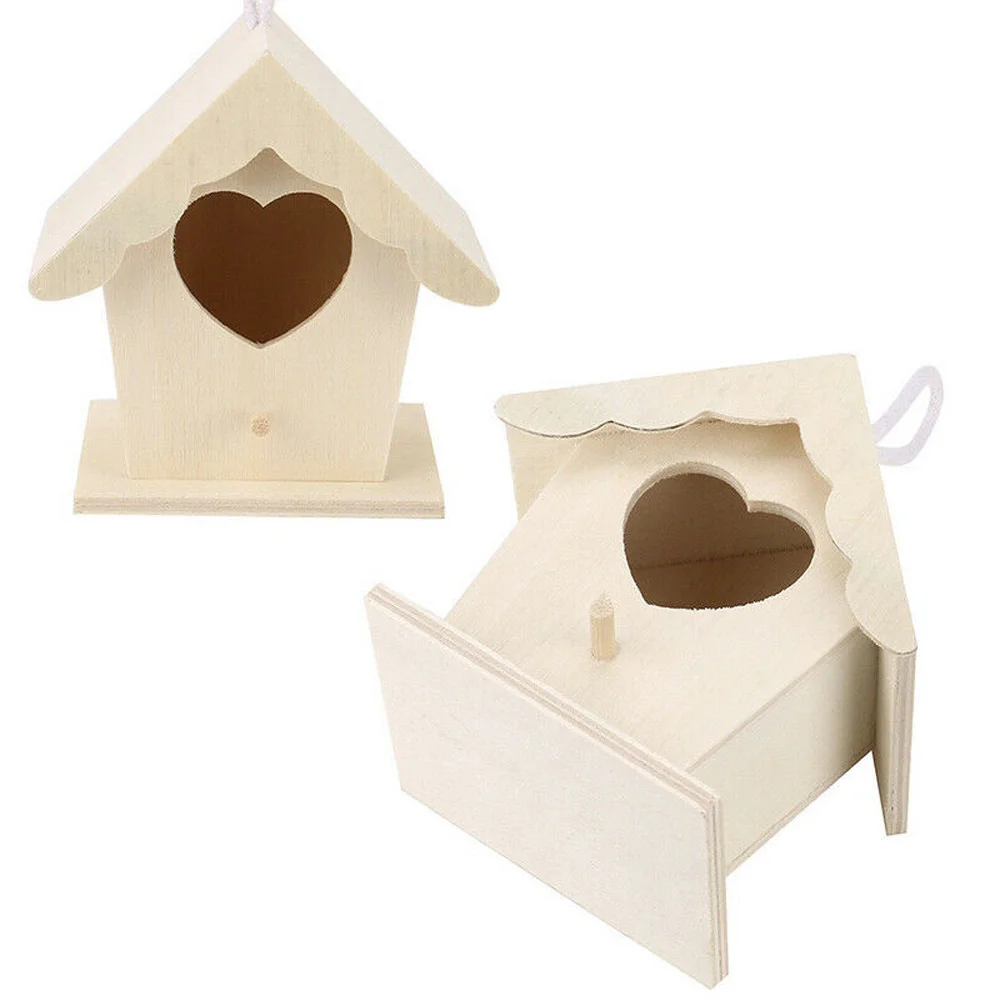 1pcs Wood-based Bird House Heart Double Layer Single Layer Lace Eaves Type For Any Size Garden Wild Birds Nesting Station