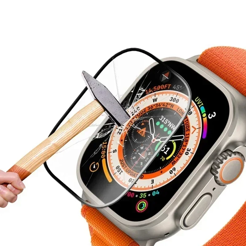 Displayschutzfolie für Apple Watch Serie 9-8-7-6 5 4 Se Ultra-2 49 mm 41 mm 45 mm 40 mm 44 mm 3D (nicht gehärtetes Glas) Filmzubehör