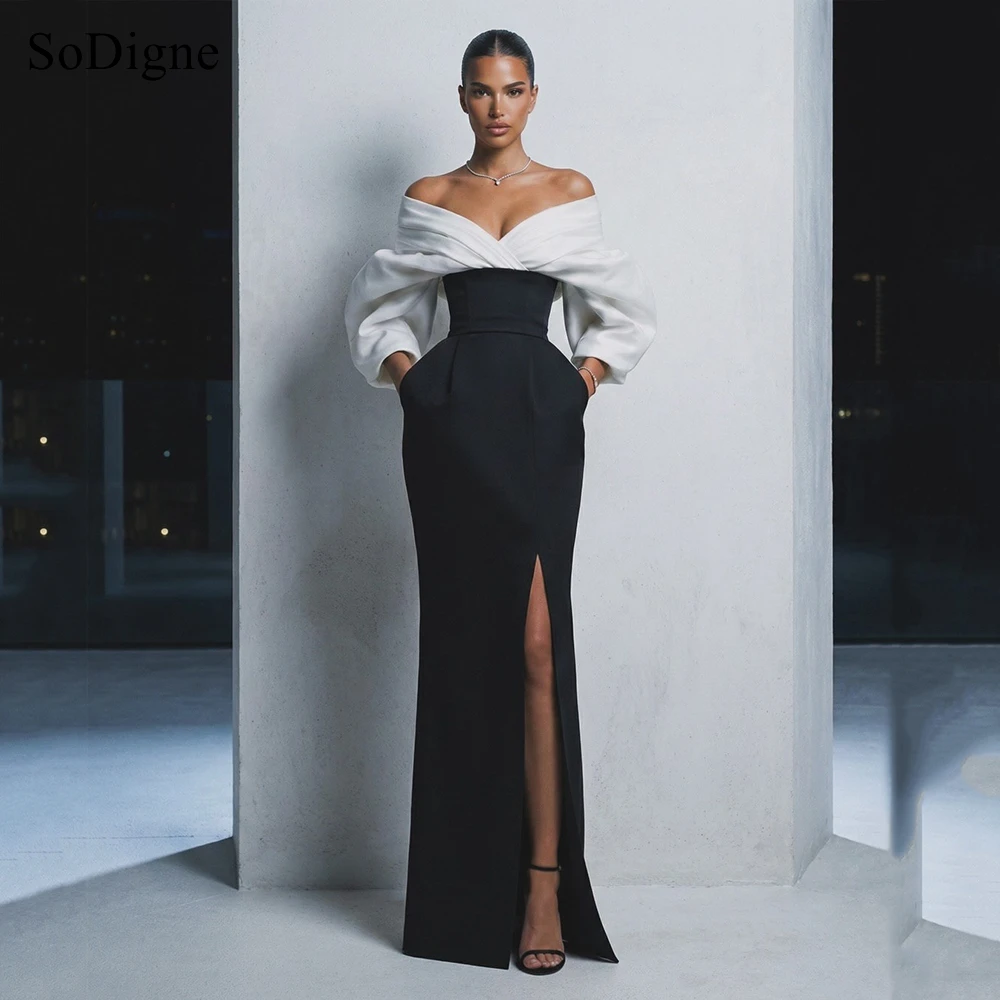 

SoDigne Elegant Evening Dresses Pleats Sweetheart Neckline Party Dress Simple Side Slit Mermaid Prom Gowns Customized