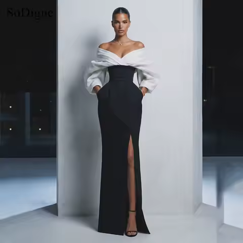 SoDigne Elegant Evening Dresses Pleats Sweetheart Neckline Party Dress Simple Side Slit Mermaid Prom Gowns Customized
