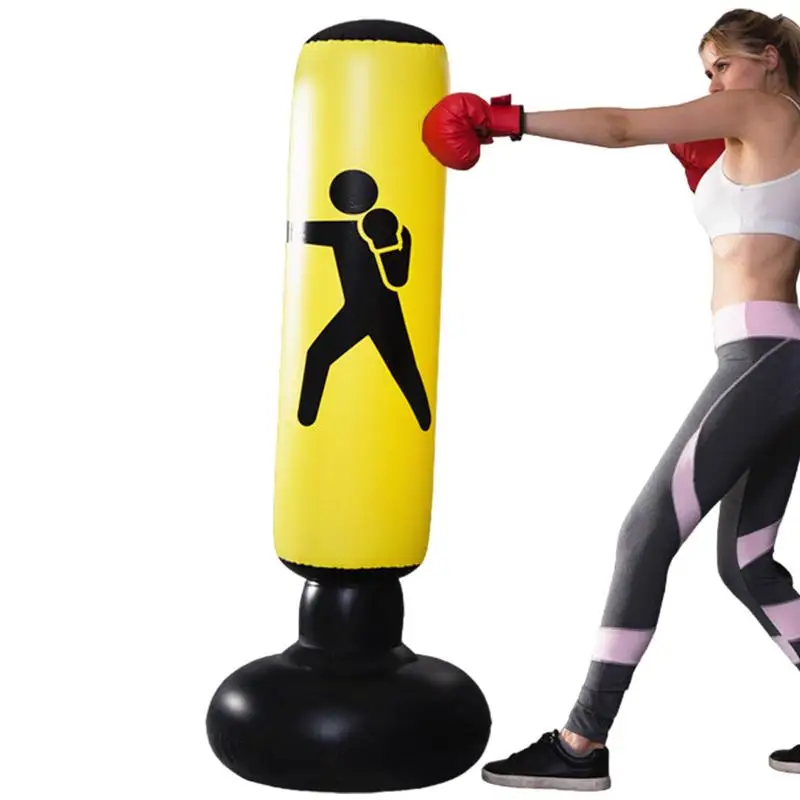 

Inflatable Punching Bag 63 Inch Adults Inflatable Punching Bag Standing Water Sand Refillable Base Instant Bounce Back Movement