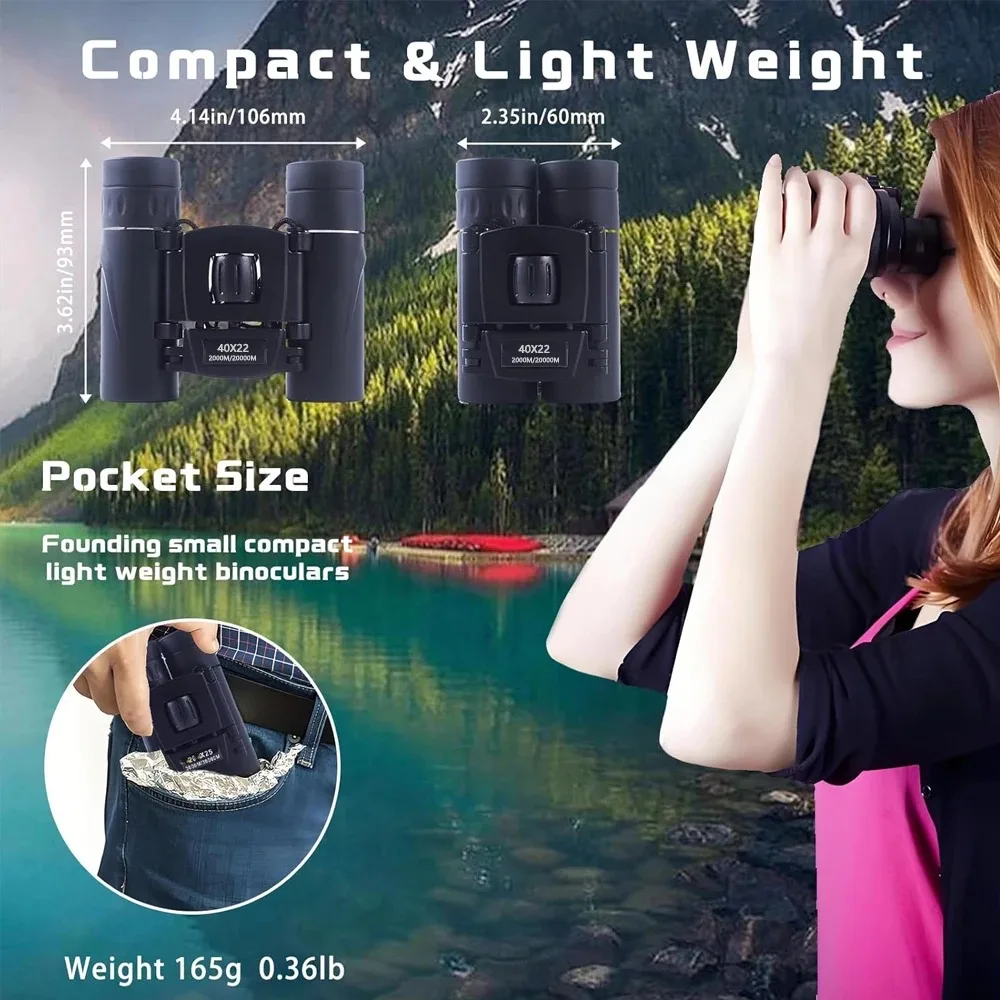 40x22 HD Powerful Binoculars 2000M Long Range Folding Mini Telescope BAK4 FMC Optics For Hunting Sports Outdoor Camping Travel - view 2