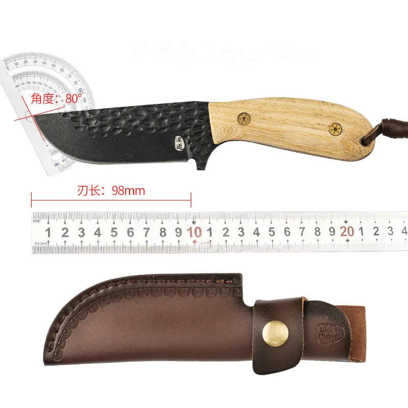 HX OUTDOORS Forging Hunting Knife ,Wood Camping Knives ,Straight Survival Knives ,Fishing Tool With Leather Sheath Dropshipping