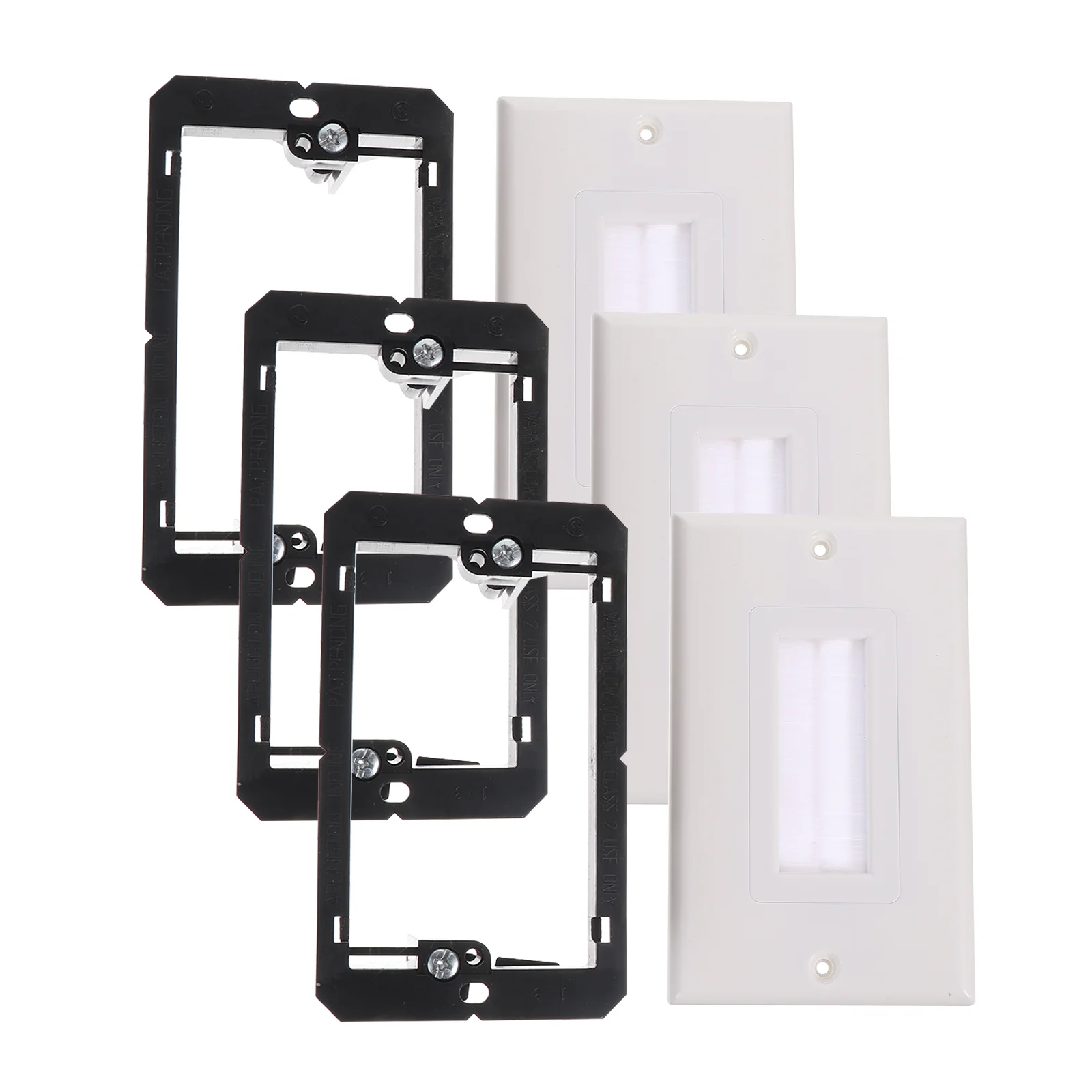 3 Pcs Panel Wall 1 Gang Mounting Bracket Low Voltage Cable Pass Through Insert Plastic Support