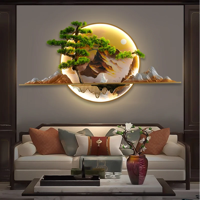 OUFULA-LED Wall Light com imagem moderna, paisagem criativa chinesa, mural sconce lâmpada para casa, sala de estar, estudo, decoração do quarto