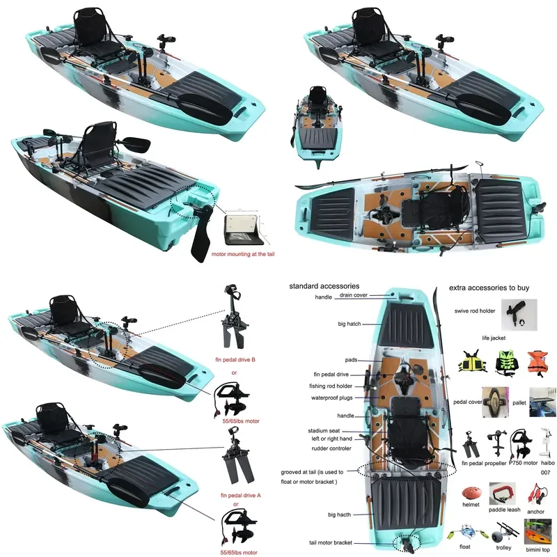 2026 Vicking New Designed 3.2M 1 Person Fishing Pedal Kayak with Durable HDPE Material Sit-On-Top Eco-Friendly for Rivers