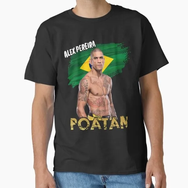 Fighting Champion Alex Poatan Pereira Classic T-Shirt Vintage Round Neck Cotton Streetwear Tees Short Sleeve