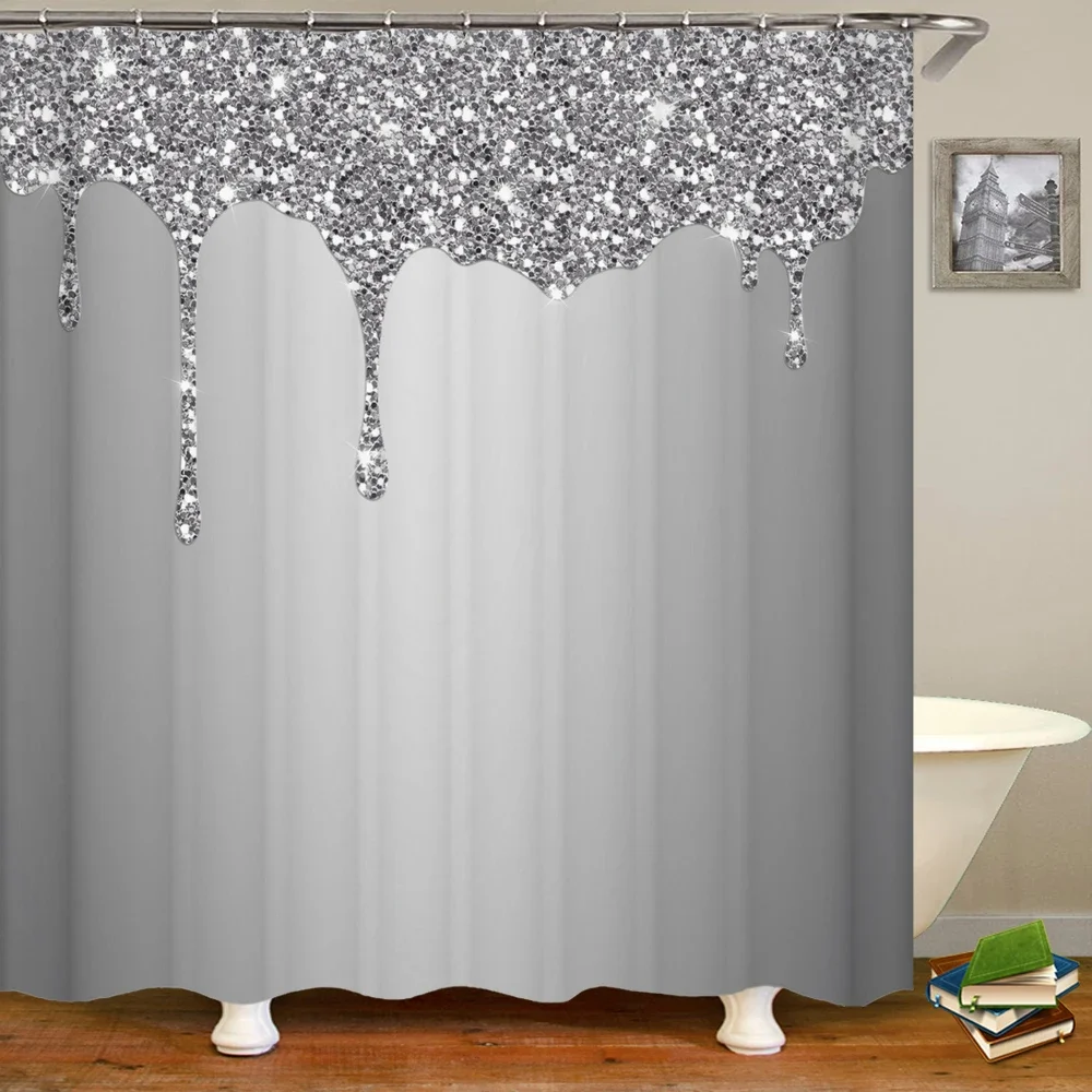 Golden Dream Glisten Printed Shower Curtain With Hook waterproof Bathroom Curtain Polyester Curtain 3D Shower curtains 240*180cm
