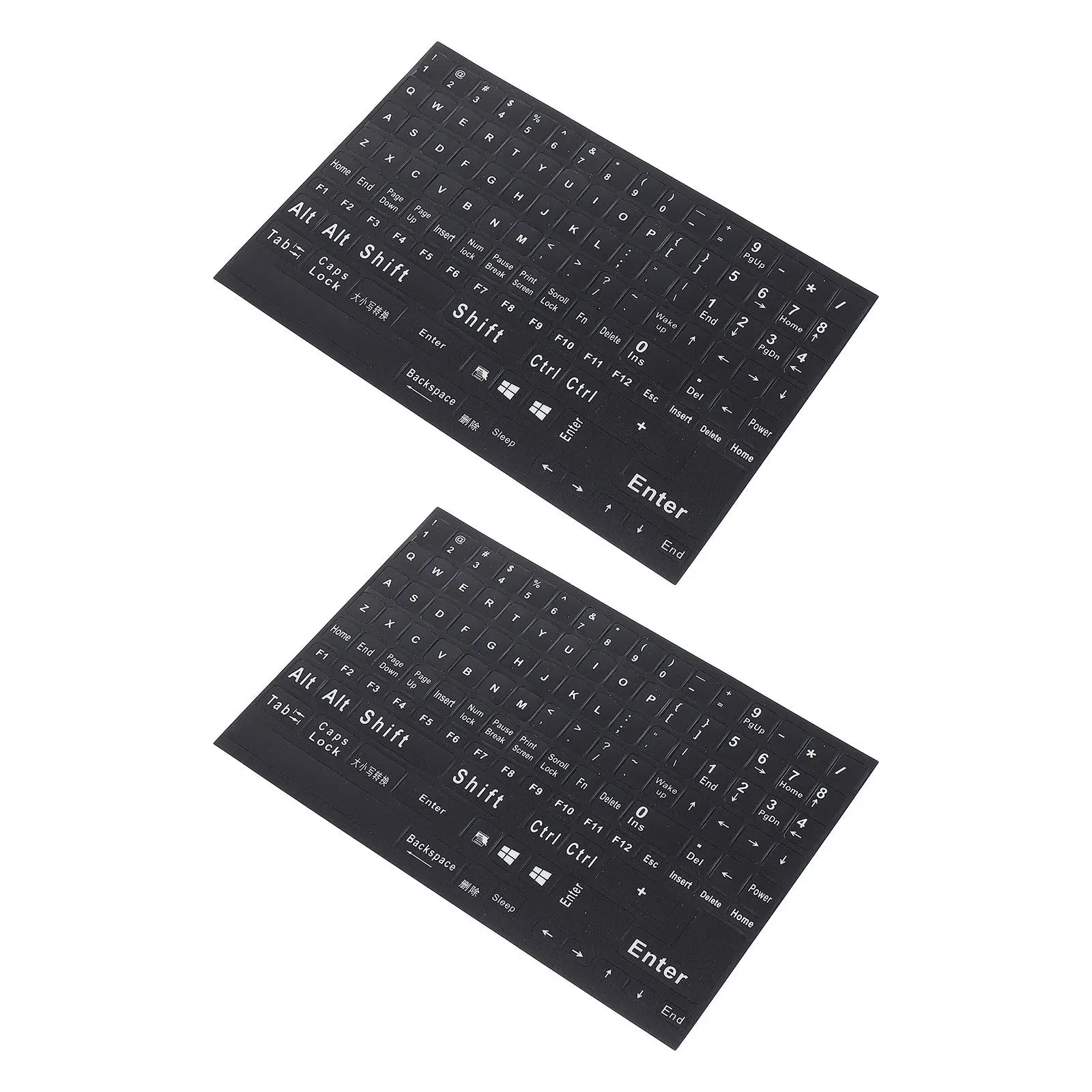 2Sheets Computer Keyboard Stickers English Lettering for Laptop Notebook Desktop High Durability PVC Material Clear Letters
