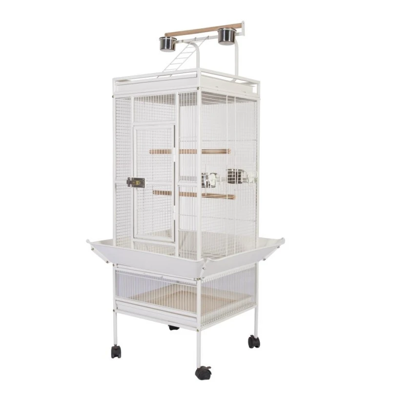 

Chinese Manufacturer's Large White Metal Wire Bird Cage Solid Outdoor Aviary for Bird Breeding Iron Snap Button Box Sale!