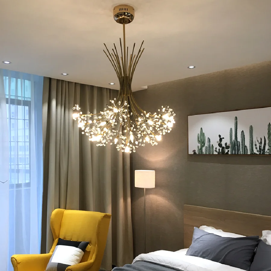 Modern LED Chandelier Lighting Nordic Restaurant Chandelier Black / Gold / Silver Bedroom Lighting Bouquet Crystal Hanging Lamp