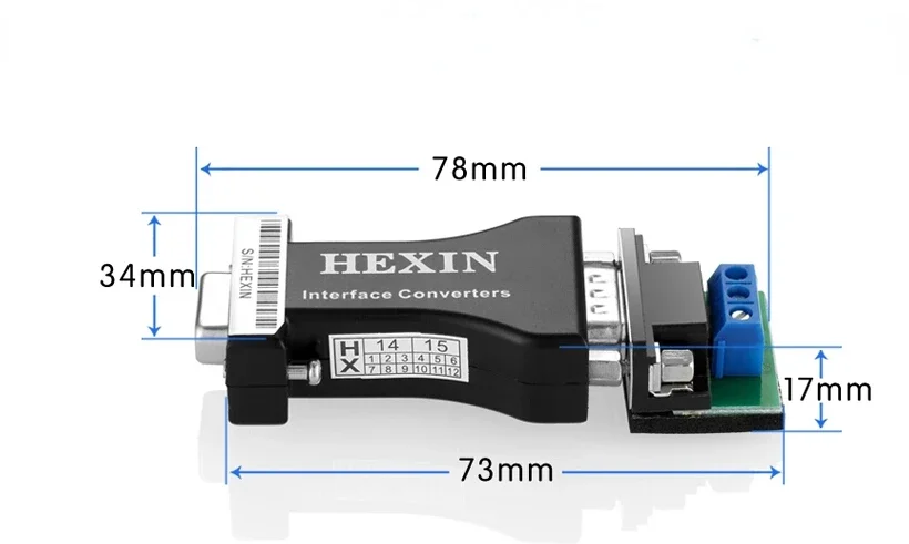 HEXIN RS232 Zu RS485 Serial Port Daten Interface Adapter Konverter 1,2 KM 3 Bit Großhandel