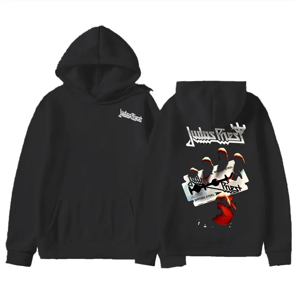 Judas Priest Hoodie Sonbahar Uzun Kollu Sokak Rock Çift Taraflı Tasarım Grafik Vintage Bant Kazaklar Erkekler Moda Kazak