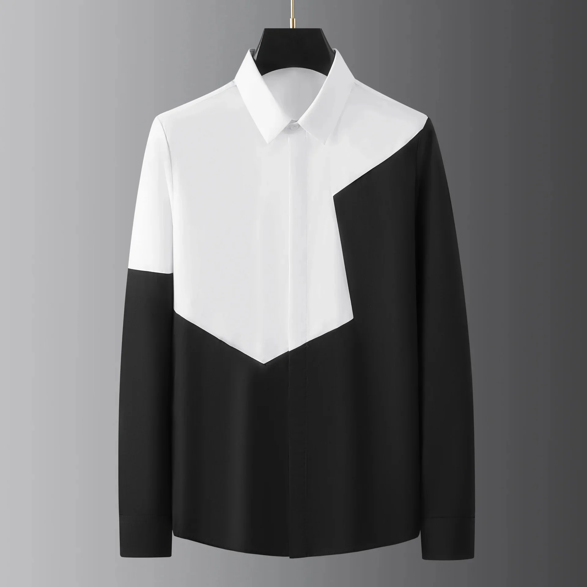 

Fashion Men's Long Sleeve Shirts Simple splicing Pattern 3D Printed Men's Clothing Button Shirt Autumn Casual Outdoor Shirt