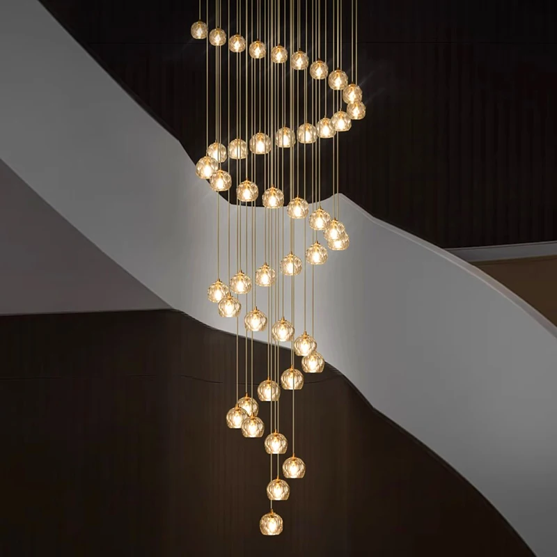 Imagem -04 - Modern Crystal Chandelier For Home Decoration Stair Pendant Lamp Living Room Pendant Lights Iluminação Interior