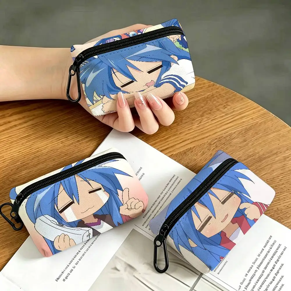 Cute Anime Lucky Star Waterproof Oxford Cloth Zipper Wallet Portable Hanging Small Coin Purse For Travel