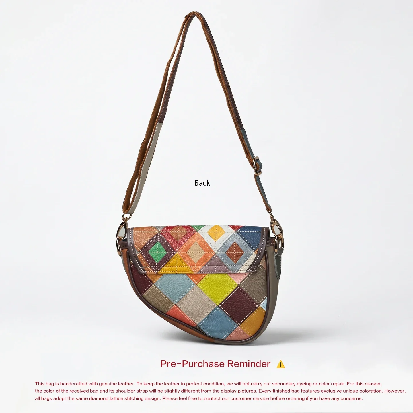 Women Original Handmade Colorful Genuine Leather Mini Bag Diamond Quilted Shoulder Crossbody Casual Daily Matching Storage Purse