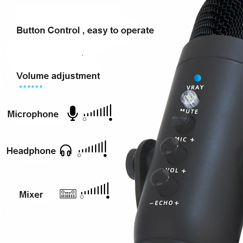 게이머 PC 마이크컴퓨터 PC USB 마이크 노래 녹음을 위한 전문 콘덴서 마이크