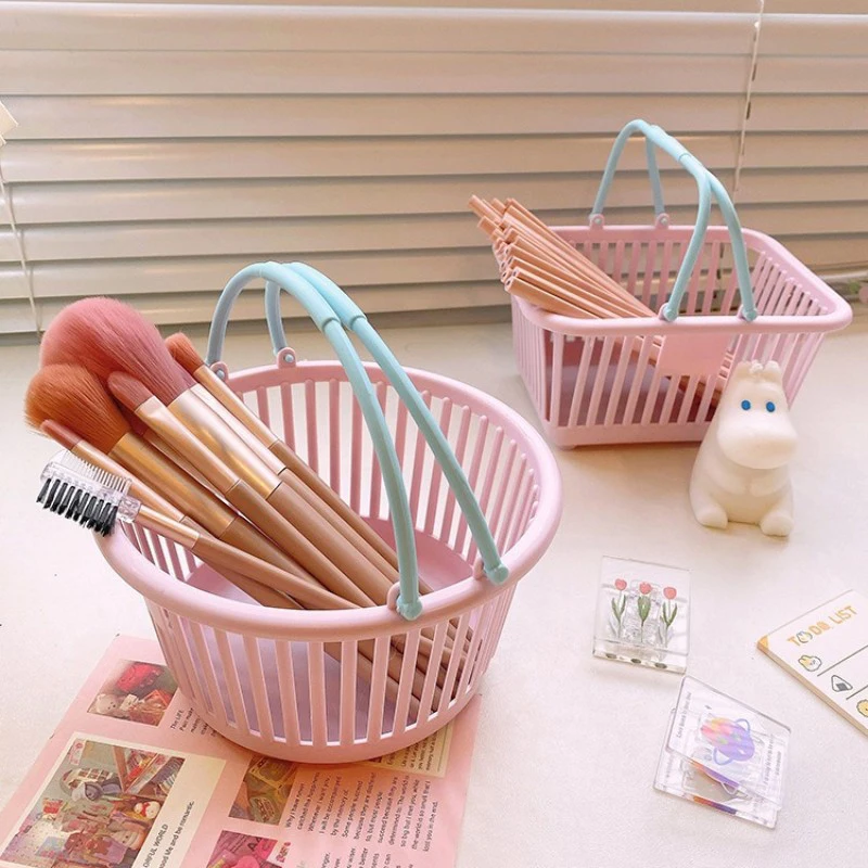 Kitchen Storage Basket Hollow Portable Shower Bath Baskets Desktop Fruit Baskets Child Toys Snack Plastic Organizer