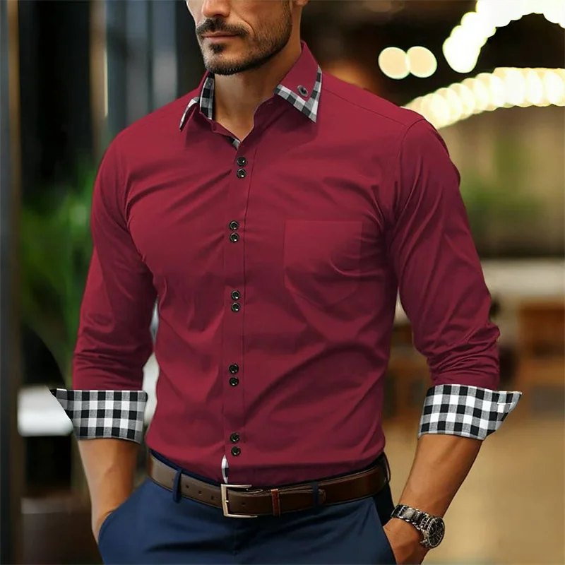 Men\'s shirt 2024 Explosion classic buckle shirt 12 color business office shirt shirt shirt pocket decoration oversized size