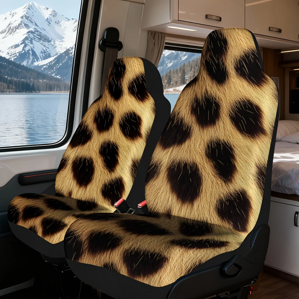 Juego de 2 fundas para asientos de coche, estampado de puntos de piel de leopardo, fundas elegantes para asientos de vehículo. Apto para viajes a Holiday Village y recorridos diarios. Deli