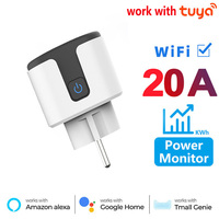 WiFi EU Smart Socket Plug With Tuya App Outlet 20A Adapter Power Monitor Wireless Remote Control APP For Google Home Alexa