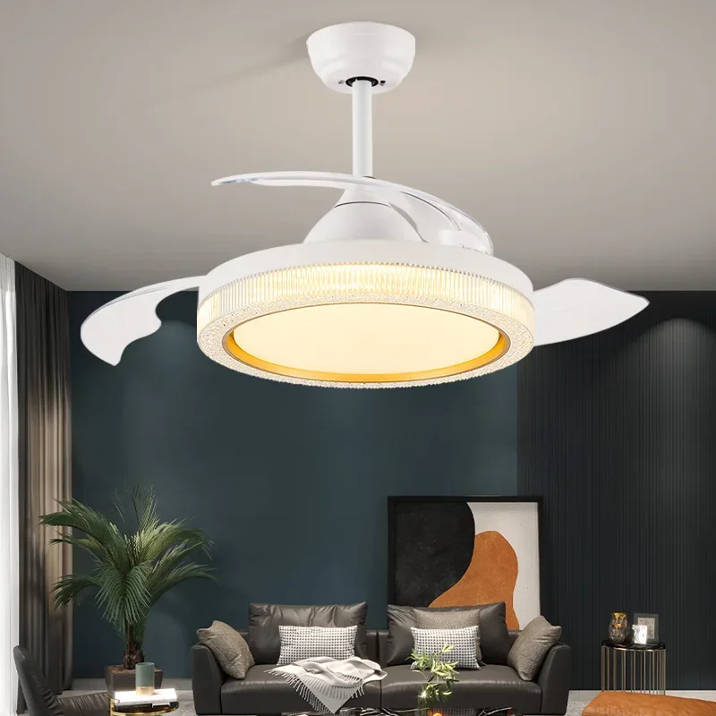 Nordic invisible ceiling fan light dining room with light side luminous household bedroom ceiling electric fan chandelier led