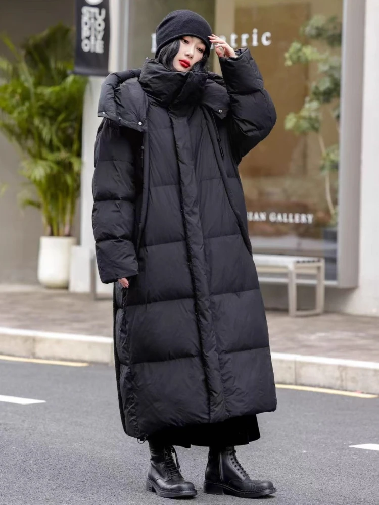 Frauen Unten Mäntel Koreanische Lose Mit Kapuze Verdicken Warme Lange 90% Ente Puffer Jacke Winter Schnee Extrem Kalte Weibliche Parkas outwear