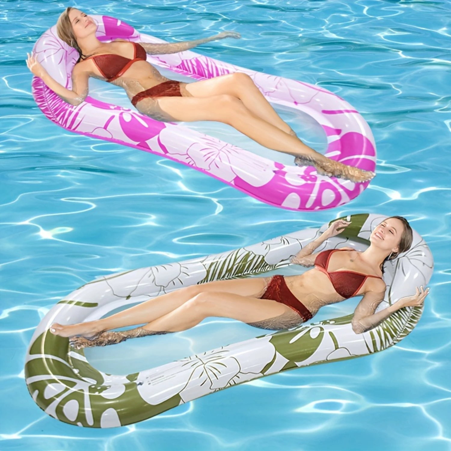 Cama flotante inflable para piscina para adultos, colchoneta de agua flotante portátil para piscina, lago y playa, accesorios de acampada de lujo para relajación