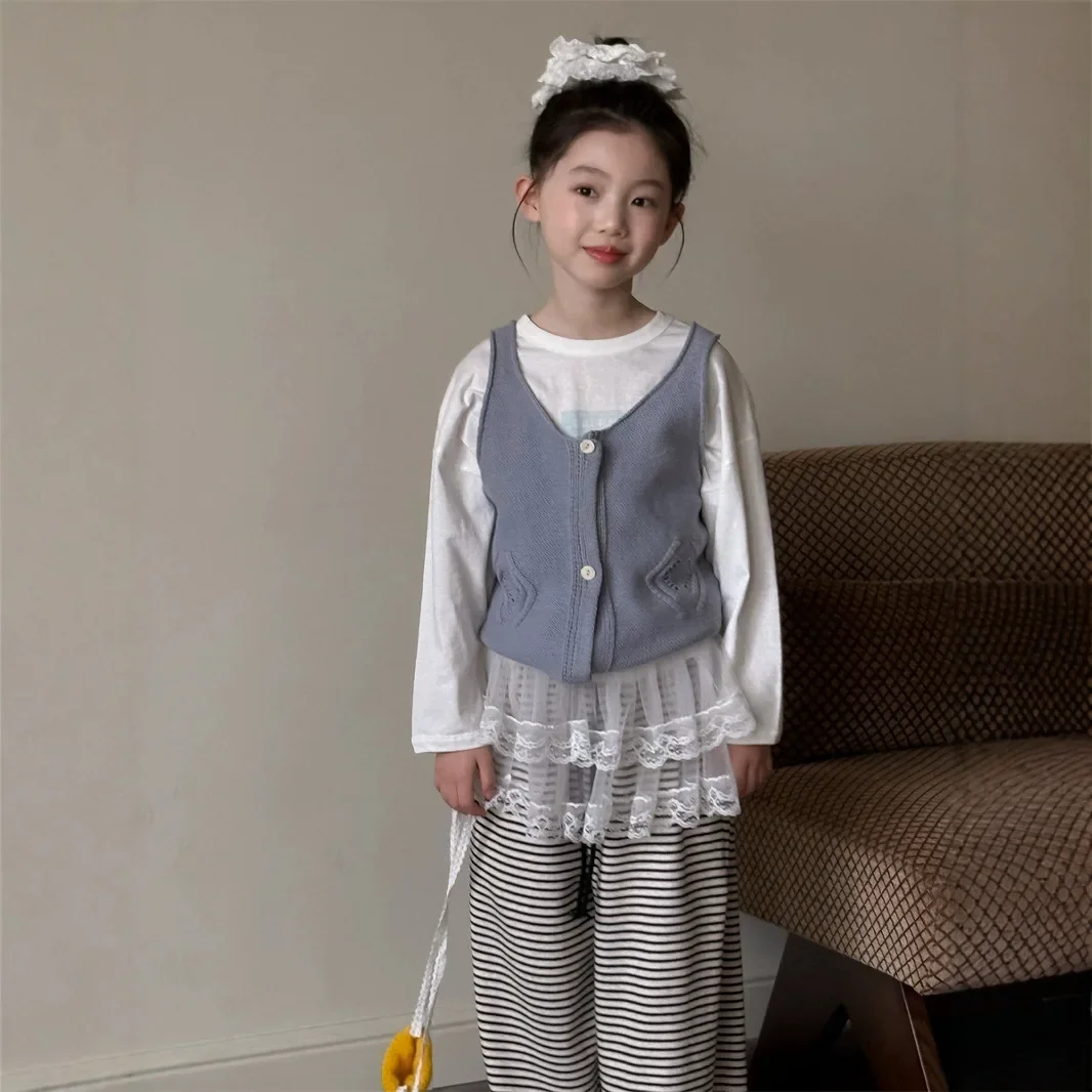 Children's Clothing Girls' Half Skirt 2025 Spring New Double layered Fart Curtain Stacked Casual Half Skirt