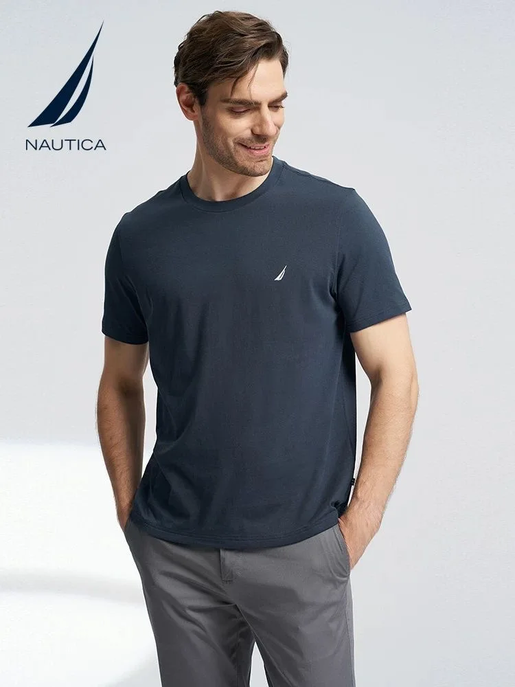 NAUTICA Men's 2026 New Summer Soft Skin friendly Short Sleeve Round Neck Outdoor Cycling Motorcycle Shirt T-shirt