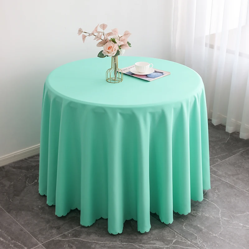 Round Tablecloth Solid Color Table Cover Cloth Polyester Home Hotel Restaurant Meeting Banquet Wedding Round Tables Decoration