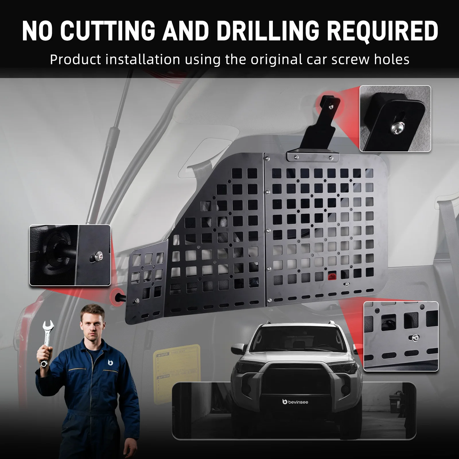 لوحة تخزين النافذة الخلفية للسيارة من BEVINSEE لسيارة Toyota 4Runner، استبدل 64740-35120-C0، ملحقات السيارة الداخلية