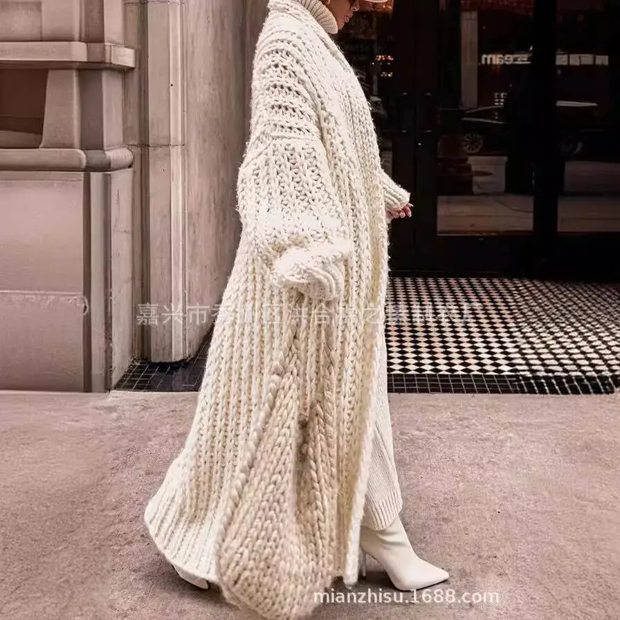 

Women Long Loose Sweater 2025 Autumn Winter New Sweater Cardigan Chunky Knit Loose Oversized Longline Knitwear Coat For Women