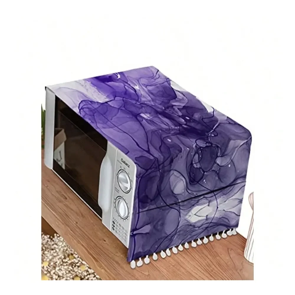 

Чехол для духовки с карманами для хранения, абстрактный рисунок перьев и птиц, фиолетово-белый, противоскользящий, для верхней части холодильника, 12 x 35