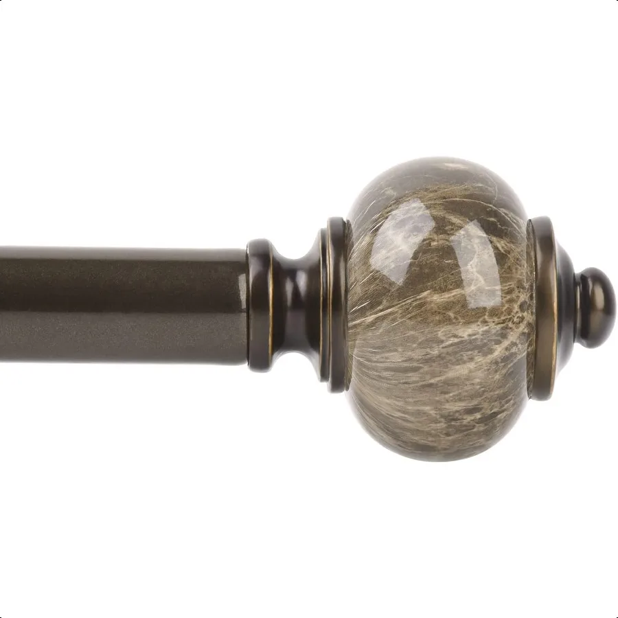

1 Inch Curtain Rods 32 to 58 Inches 2.64.8ft Antique Bronze Single Curtain Rod for Windows Decorative Drapery Rod with Marble E