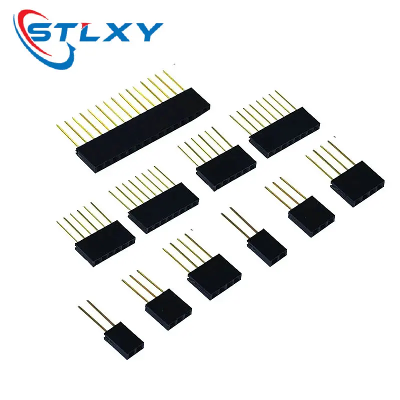 10PCS 2.54mm Single Row Female Socket 11mm Long Pin Detachable PCB Header Connector 1x2/3/4/6/8/10/15Pins Arduino Accessories