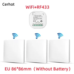 Tuya WiFi Smart Switch Set WiFi Wireless Remote Controller Timer No Battery Wall Panels Light Switch Work with Alexa WiFi Switch