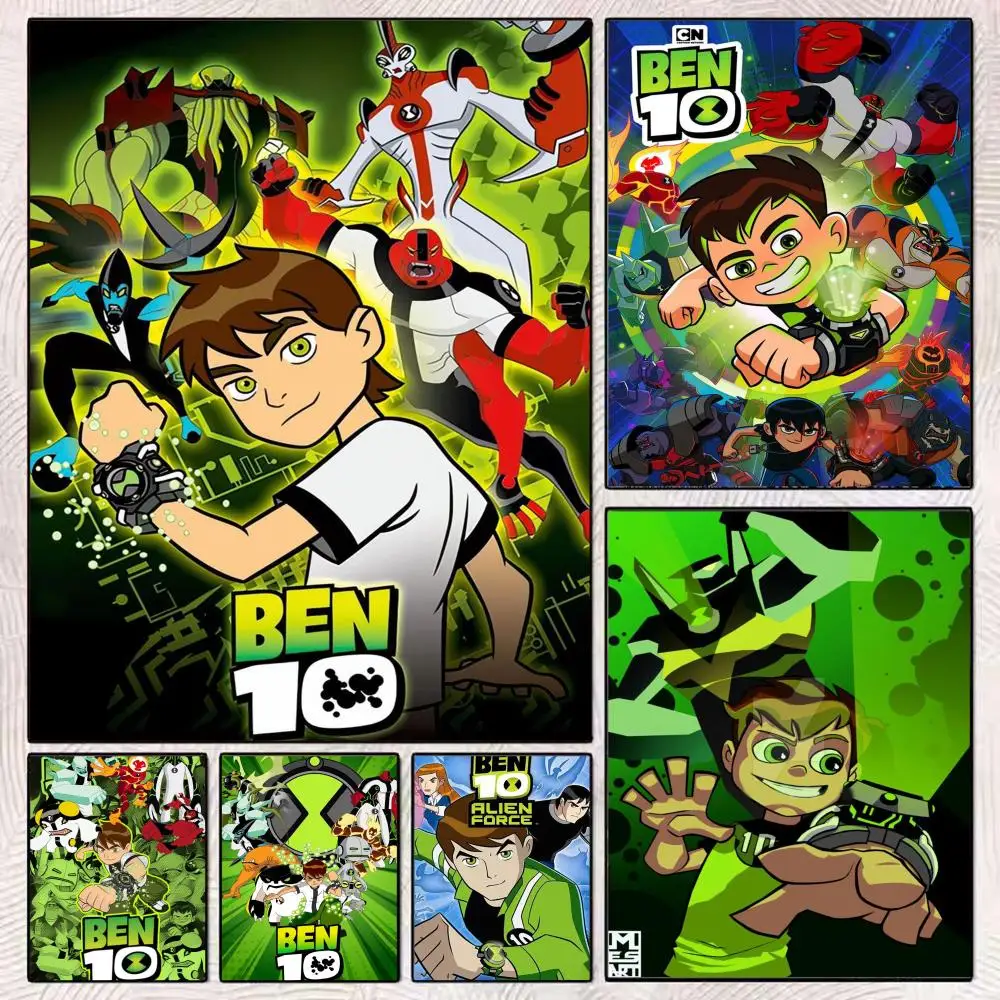 

American Cartoon Ben 10 Poster HD Art Mural Wallart Waterproof Vintage Print Decor for Home Decoration DIY Durable