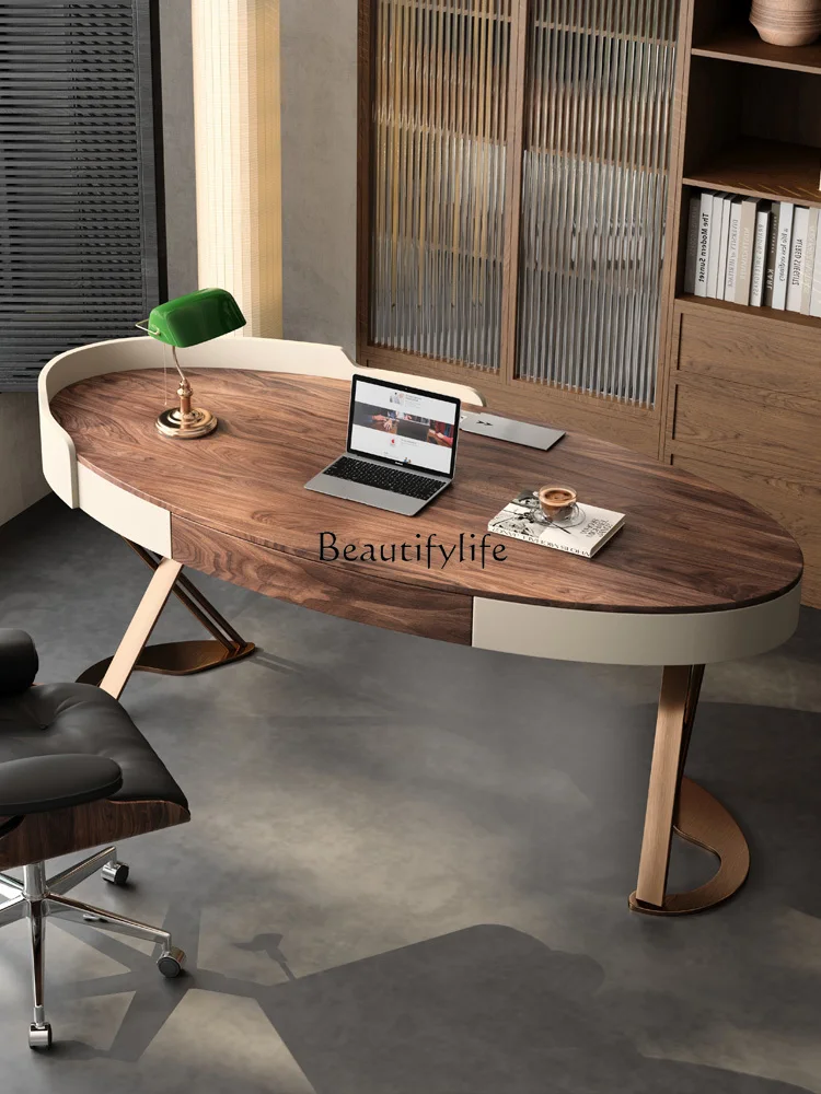 Nordic Walnut Desk para Estudo Home, Modern Minimalista Ash Desk, Villa