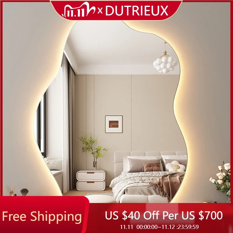 

Wavy Wall Mirror Living Room Decoration Modern Art Vanity Aesthetic Large Size Mirror Fashion Espelhos Lounge Suite Furniture