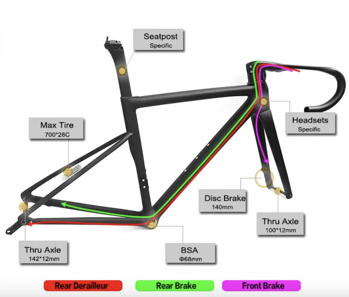 2024 Road Bike Frameset wiith Integrated Handlebar High Quality Carbon Fiber Road Bicycle Frame 8 Made in Taiwan