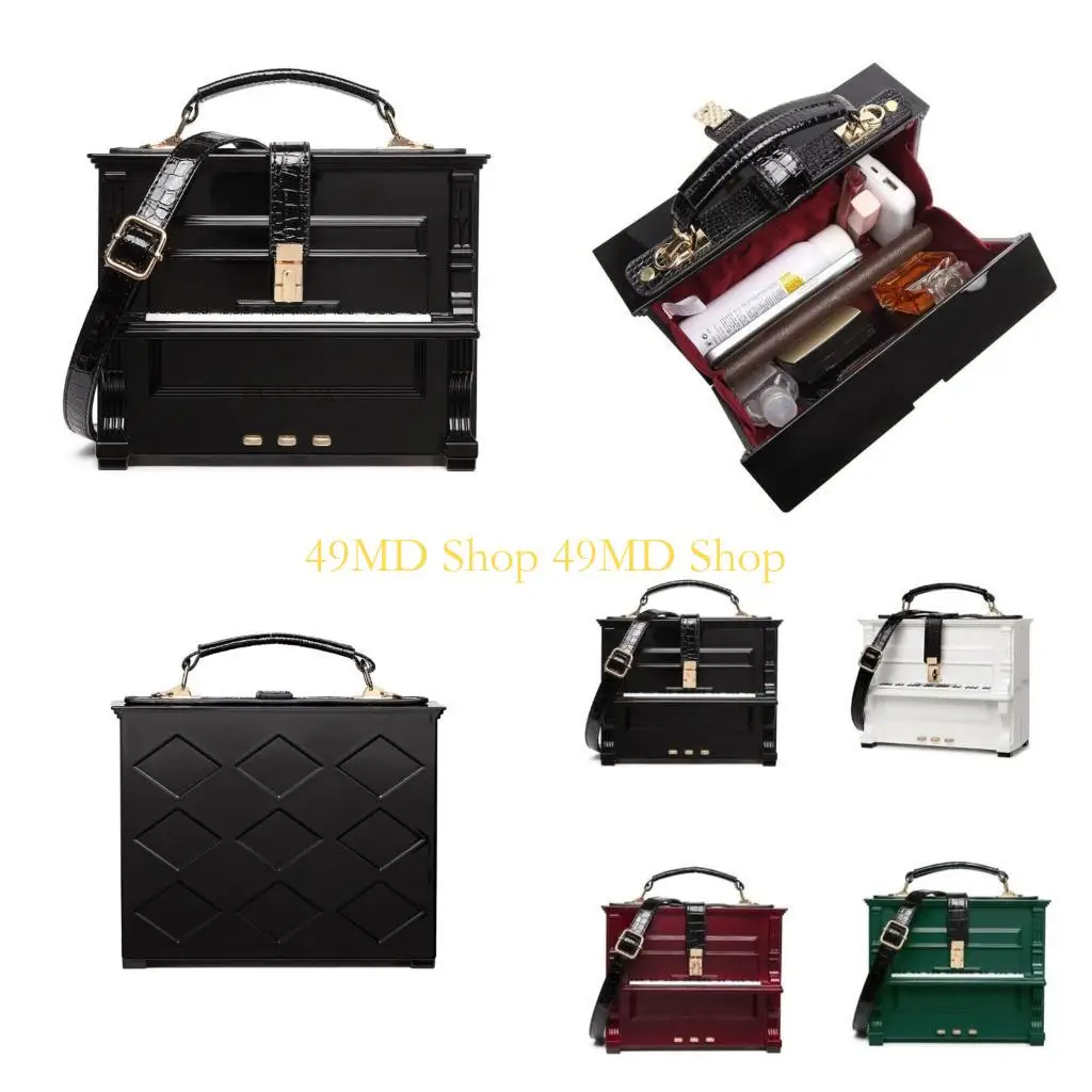 

49MD Vintage Piano Acrylic Box Shaped Handbag Women Summer Shoulder Crossbody Bags