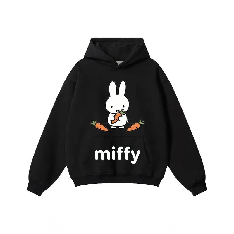 

Miffy cute printed pure cotton hooded sweatshirt for spring and autumn, loose and fashionable couple hoodie
