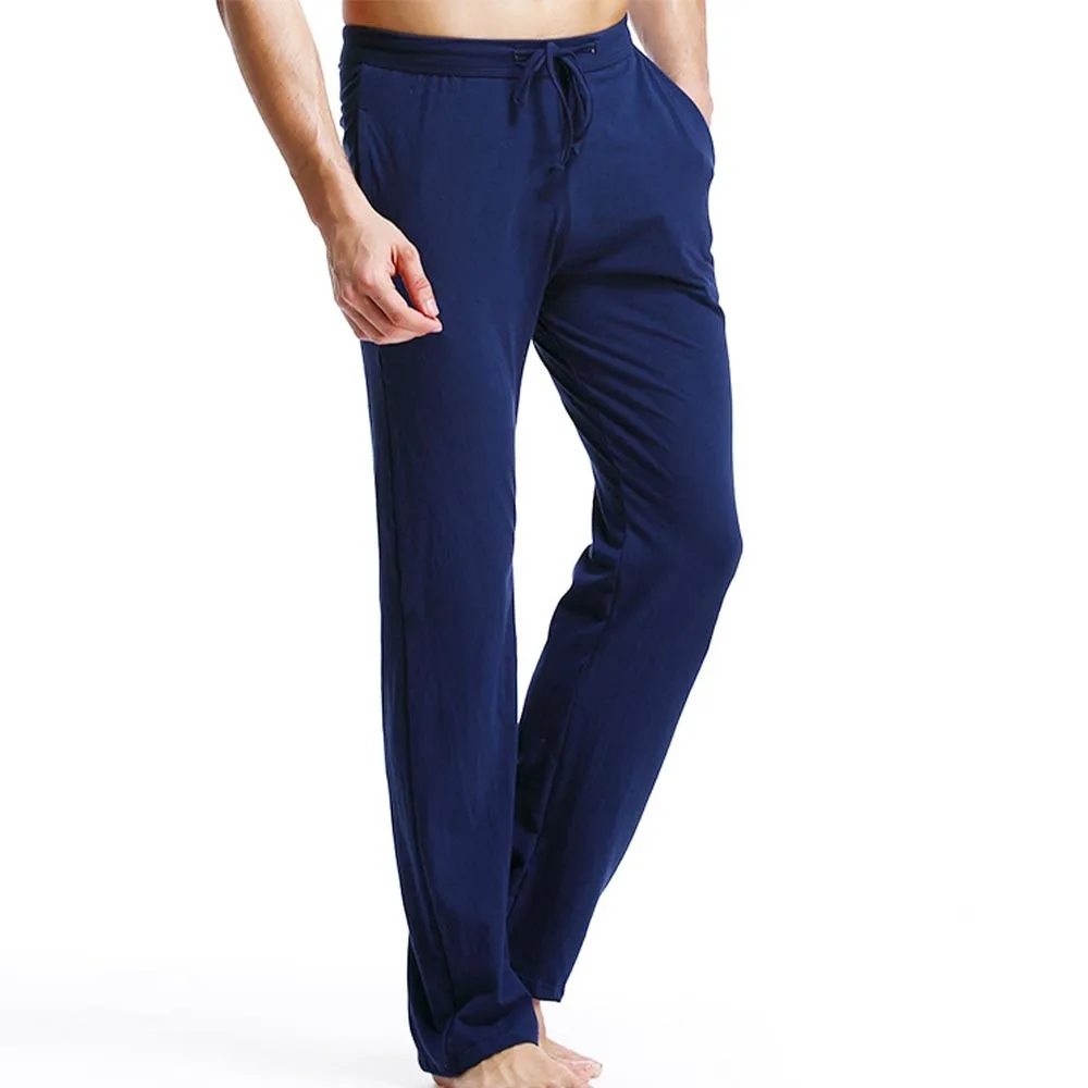 

Men's Casual Home Pants Cotton Men Pajama Pants Plus Size Loose Sports Trousers Solid Male Drawstring Tie Long Johns Sleepwear