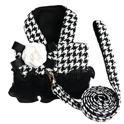 Luxury Pet Harness Leash Set Classic  Dog Skirt Clothes With Flower Bowknot For Small Medium Dogs Cats